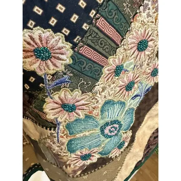 FESTIVAL Patchwork Quilt Large Jacket Upcycled Handmade Kimono Artsy New - Read - Picture 13 of 16